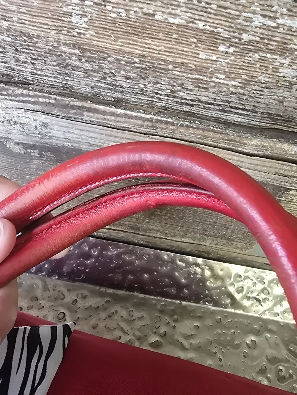 Kate Spade Red Nylon Leather Large Satchel Tote Zebra Scarf